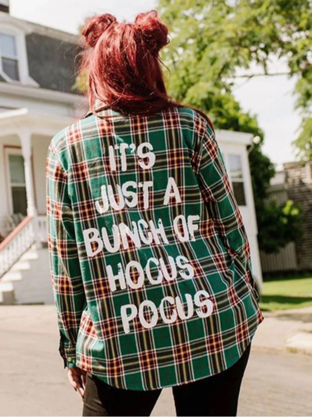 Cakeworthy Disney Hocus Pocus Green Plaid Flannel Top